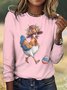 Women's Plaid Long Sleeve Tee T-shirt Crew Neck Vintage Spring/Fall Top