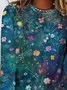 Women's Floral Long Sleeve Tee T-shirt Crew Neck Vintage Spring/Fall Top