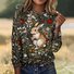 Women's Long Sleeve Tee T-shirt Spring/Fall Plaid Crew Neck Vintage Top