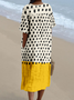 Women's Multicolor Block Short Sleeve Summer Dress V Neck Daily Vintage Maxi O-Line Dress