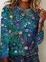 Women's Floral Long Sleeve Tee T-shirt Crew Neck Vintage Spring/Fall Top