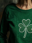 Women's Long Sleeve Tee T-shirt Spring/Fall Shamrock St Patrick's Day Floral Casual Graphic Tee Top