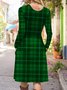 Women's Shamrock Long Sleeve Spring/Fall Dress Crew Neck Daily Casual Midi A-Line Dress