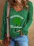 Women's Shamrock Text Letters Long Sleeve Tee T-shirt V Neck Printing Casual Spring/Fall Top