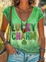 Women's Ombre Short Sleeve Tee T-shirt V Neck Casual Summer Top