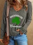 Women's Shamrock Text Letters Long Sleeve Tee T-shirt V Neck Printing Casual Spring/Fall Top
