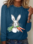 Women's Text Letters Long Sleeve Blouse_ Spring/Fall Crew Neck Daily Casual Top