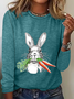 Women's Text Letters Long Sleeve Blouse_ Spring/Fall Crew Neck Daily Casual Top