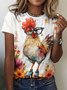 Women's Animal Short Sleeve Tee T-shirt Crew Neck Vintage Summer Top