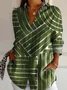Women's Long Sleeve Shirt Spring/Fall Striped Shawl Collar Daily Going Out Casual Top