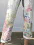 Women's Trousers Straight Pants Daily Going Out Casual Printing Linen Blend Floral Spring/Fall Pants