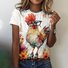 Women's Animal Short Sleeve Tee T-shirt Crew Neck Vintage Summer Top