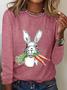 Women's Text Letters Long Sleeve Blouse_ Spring/Fall Crew Neck Daily Casual Top