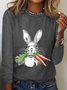 Women's Text Letters Long Sleeve Blouse_ Spring/Fall Crew Neck Daily Casual Top