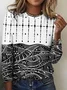 Women's Plaid Long Sleeve Tee T-shirt Crew Neck Vintage Spring/Fall Top