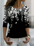 Women's Long Sleeve Tee T-shirt Spring/Fall Floral Printing Crew Neck Casual Graphic Tee Top