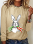 Women's Text Letters Long Sleeve Blouse_ Spring/Fall Crew Neck Daily Casual Top