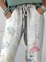 Women's Trousers Straight Pants Daily Going Out Casual Printing Linen Blend Floral Spring/Fall Pants