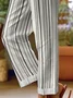 Women's Trousers Straight Pants Daily Going Out Casual Printing Linen Blend Striped Spring/Fall Pants