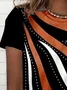 Women's Short Sleeve Tee T-shirt Summer Geometric Printing Crew Neck Casual Graphic Tee Top