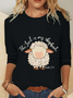 Women Easter (Egg) Long Sleeve Blouse Spring/Fall Crew Neck Daily Casual Top