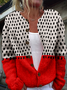 Women Polka Dots Long Sleeve Crew Neck Vintage Spring/Fall Cardigan Outerwear