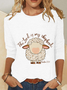 Women Easter (Egg) Long Sleeve Blouse Spring/Fall Crew Neck Daily Casual Top