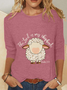 Women Easter (Egg) Long Sleeve Blouse Spring/Fall Crew Neck Daily Casual Top
