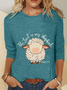 Women Easter (Egg) Long Sleeve Blouse Spring/Fall Crew Neck Daily Casual Top
