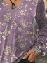 Women's Long Sleeve Tee T-shirt Spring/Fall Floral Printing V Neck Casual Graphic Tee Top