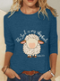 Women Easter (Egg) Long Sleeve Blouse Spring/Fall Crew Neck Daily Casual Top