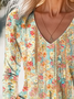 Women's Long Sleeve Tee T-shirt Spring/Fall Floral Printing V Neck Casual Graphic Tee Top