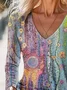 Women's Long Sleeve Tee T-shirt Spring/Fall Floral Printing V Neck Casual Graphic Tee Top