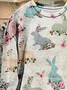 Women's Crew Neck Easter (rabbit) Printing Casual Spring/Fall Long Sleeve Sweatshirt