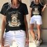 Women's Animal Short Sleeve Tee T-shirt Crew Neck Vintage Summer Top