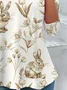 Women's Long Sleeve Tee T-shirt Spring/Fall Easter (rabbit) Printing Crew Neck Casual Graphic Tee Top