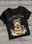 Women's Animal Short Sleeve Tee T-shirt Crew Neck Vintage Summer Top