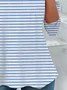 Women's Long Sleeve Tee T-shirt Spring/Fall Striped Printing Crew Neck Casual Graphic Tee Top