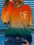 Women's Long Sleeve Tee T-shirt Spring/Fall Heart/Cordate Printing Crew Neck Casual Graphic Tee Top