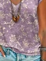Women's Short Sleeve Tee T-shirt Summer Floral Printing V Neck Casual Graphic Tee Top