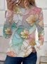 Women's Long Sleeve Tee T-shirt Spring/Fall Floral Printing Crew Neck Casual Graphic Tee Top