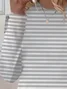 Women's Long Sleeve Tee T-shirt Spring/Fall Striped Printing Crew Neck Casual Graphic Tee Top
