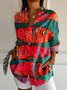 Women's Long Sleeve Shirt Spring/Fall Striped Four-Side Projectile Shawl Collar Daily Going Out Casual Top