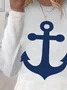 Women's Long Sleeve Tee T-shirt Spring/Fall Anchor Printing Crew Neck Casual Graphic Tee Top
