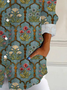 Women's Long Sleeve Shirt Spring/Fall Floral Buckle Shirt Collar Daily Going Out Casual Top