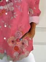 Women's Long Sleeve Shirt Spring/Fall Floral Buckle Shirt Collar Daily Going Out Casual Top