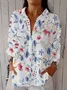 Women's Long Sleeve Shirt Spring/Fall Floral Buckle Shirt Collar Daily Going Out Casual Top