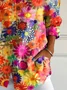 Women's Long Sleeve Shirt Spring/Fall Floral Buckle Shirt Collar Daily Going Out Casual Top