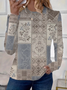 Women's Long Sleeve Tee T-shirt Spring/Fall Floral Printing Crew Neck Casual Graphic Tee Top