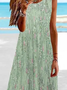 Women 3D Printing Sleeveless Summer Dress Crew Neck Daily Casual Midi Tank A-Line Dress